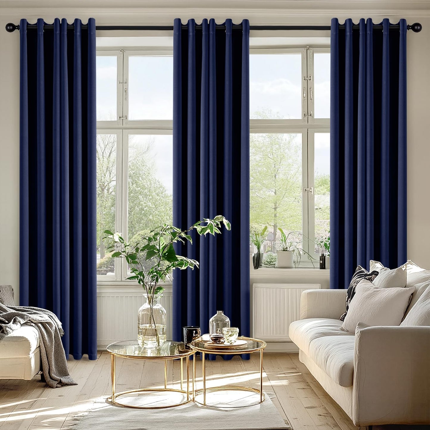 MIULEE Navy Blue Blackout Curtains - Thermal Insulated Room Darkening Drapes | 86 Inches Long, 2 Panels