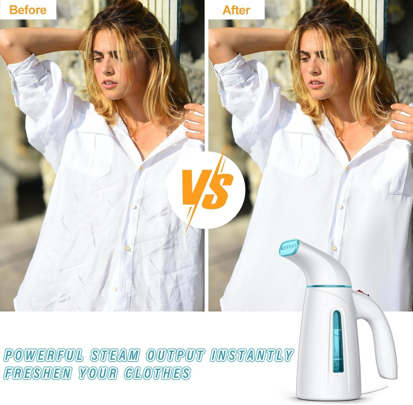 OGHom Portable Handheld Clothes Steamer - 240ml Capacity, 700W Fast Heat Up | Travel-Friendly Turquoise