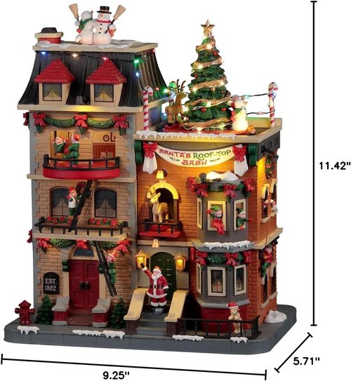 Lemax Santa's Rooftop Bash - Festive Holiday Decoration with 4.5V Adapter | Charming Christmas Scene