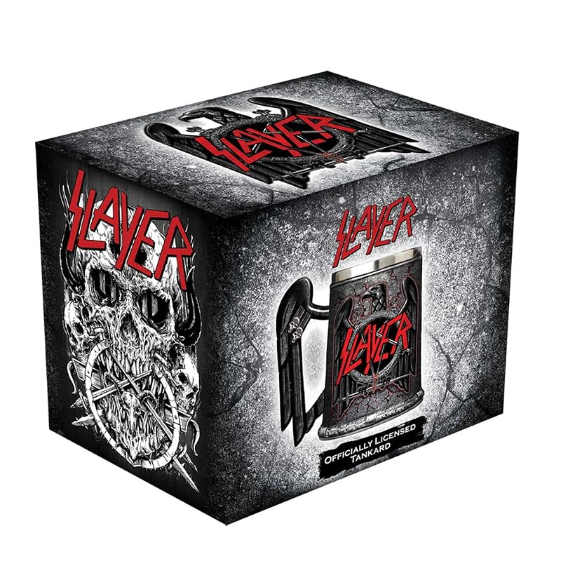 Slayer Tankard Mug 14cm - Nemesis Now Resin with Stainless Steel Insert, Black & Grey (Variation: Slayer )