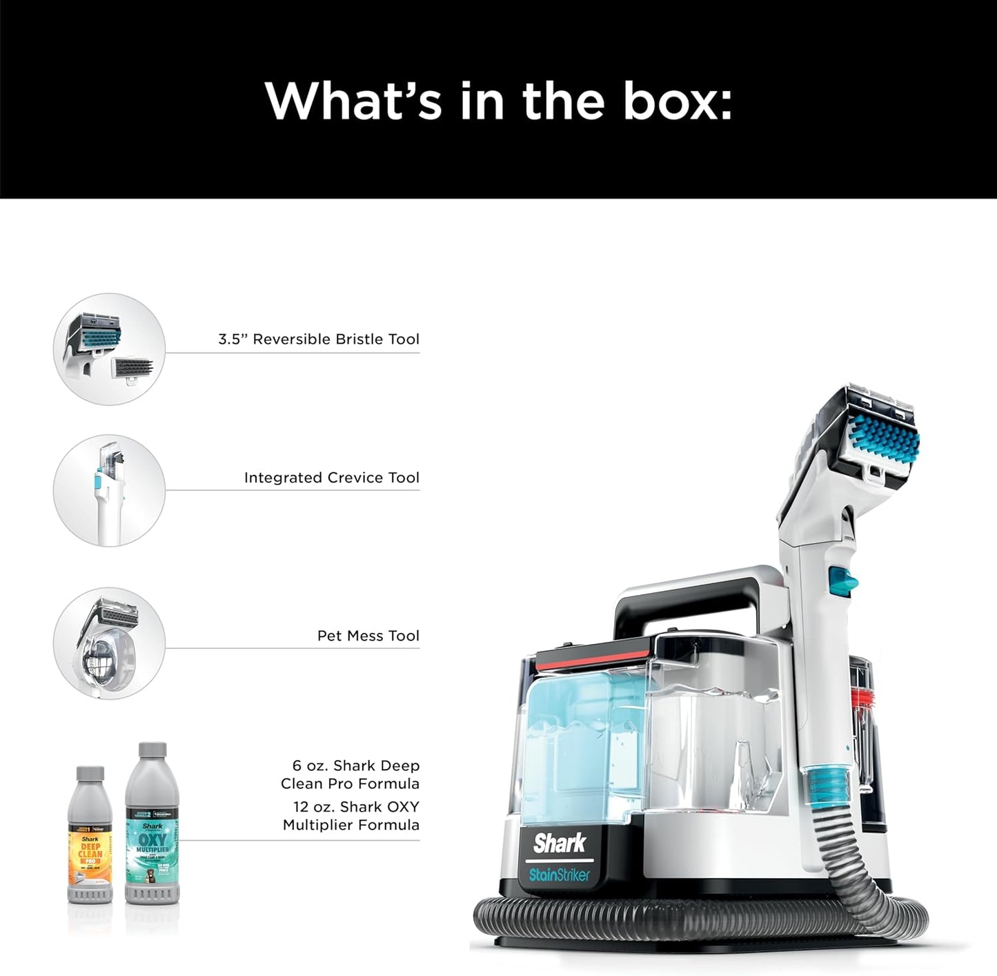 Shark StainStriker Portable Carpet Cleaner - Pet Mess Extractor & Odor Remover | White PX201