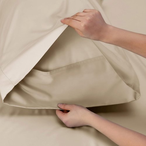 Bedsure Queen Sheet Set - Cooling Bamboo Rayon Sheets | Deep Pocket, Breathable & Soft, Beige