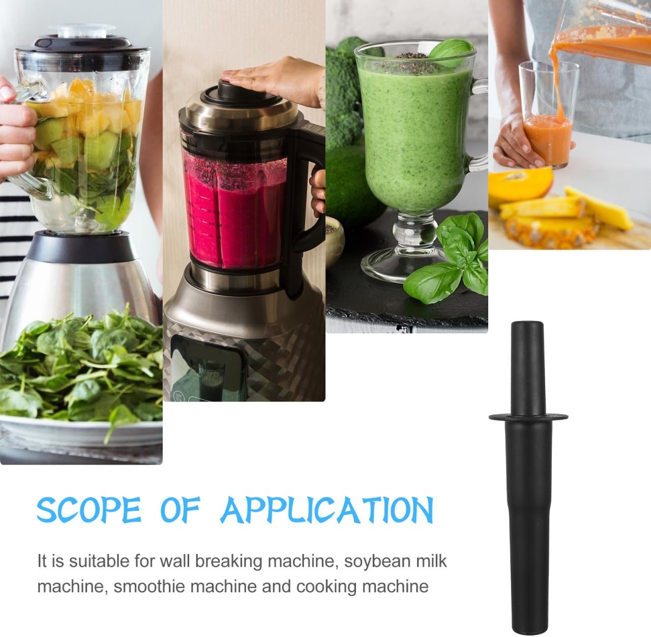 Ninja Universal Blender Tamper Stick Tool - 11.22 Inch Plastic Plunger for Smoothies & Blending
