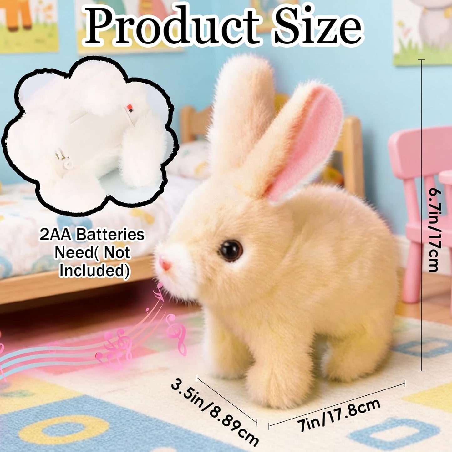 Sprstar Realistic Easter Bunny Toy - Animated Plush Rabbit with Sounds & Movements | Brown with Leash