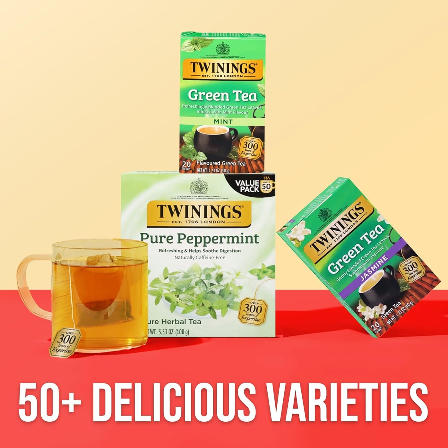 Twinings Green Mint Tea - Refreshing Herbal Blend | 20 Tea Bags for Invigorating Flavor