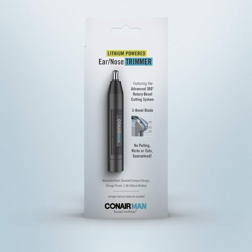 ConairMan Nose Hair Trimmer - Cordless 360 Bevel Blade for Effortless Nose, Ear & Eyebrow Grooming | Includes Drawstring Bag