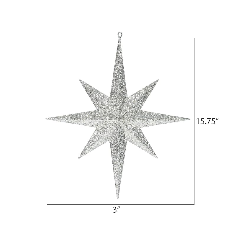 Bethlehem Star Ornament - 15.75 Inch Champagne Iridescent Glitter, Shatterproof Plastic
