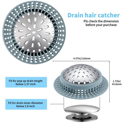 Aluvor Shower Drain Hair Catcher, Shower Drain Cover, Bathtub Drain Hair Catcher for Pop-Up & Regular Drains