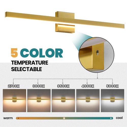 KAISITE Modern Vanity Light Gold Fixture Over Mirror 32 Inch Dimmable 5CCT LED Bar for Bathroom Restroom