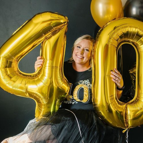 Gold 4 Balloon - 40 Inch Number 4 Balloon for 4th Birthday Party Decorations | Gold & Black Design
