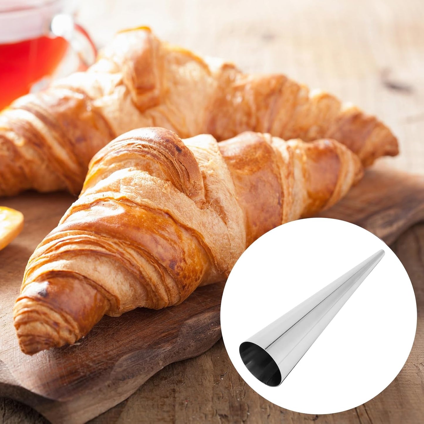 Skiennix 50 PCS Small Cream Horn Molds - 3.5 Inch Stainless Steel Pastry Cones with Cleaning Brush