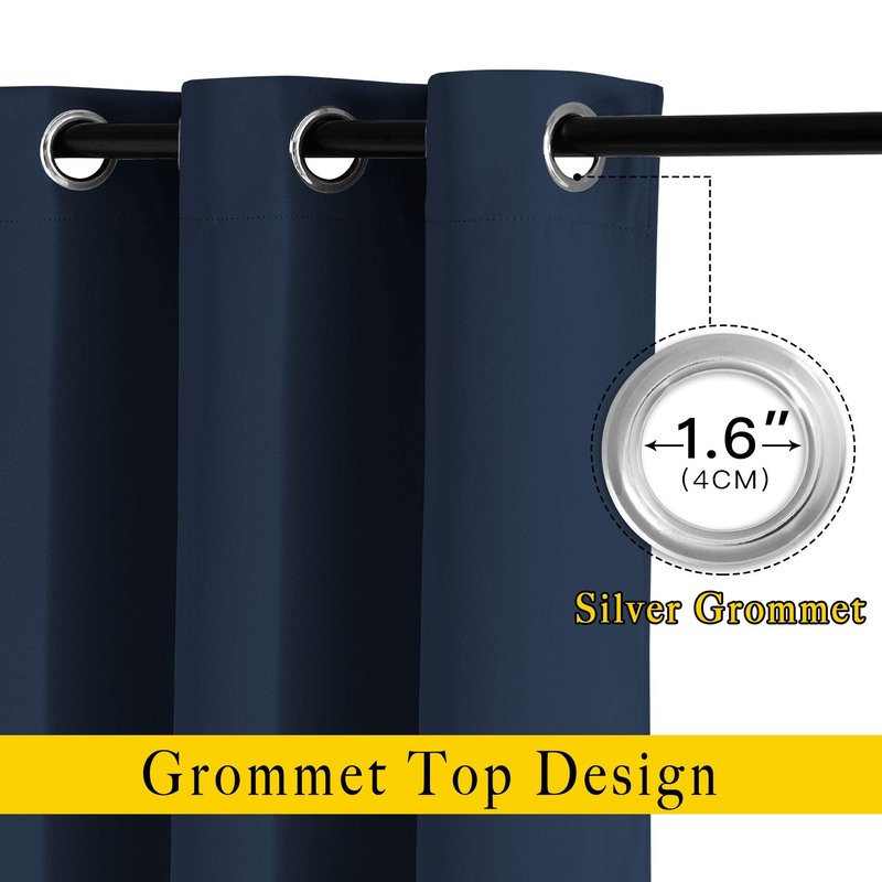 NICETOWN Window Drapes Long Curtains - (52 inches Wide x 120 inches Long, Navy, 2 Pieces) Living Room Panels Grommet Top Window Treatment for Hall & Guest Room