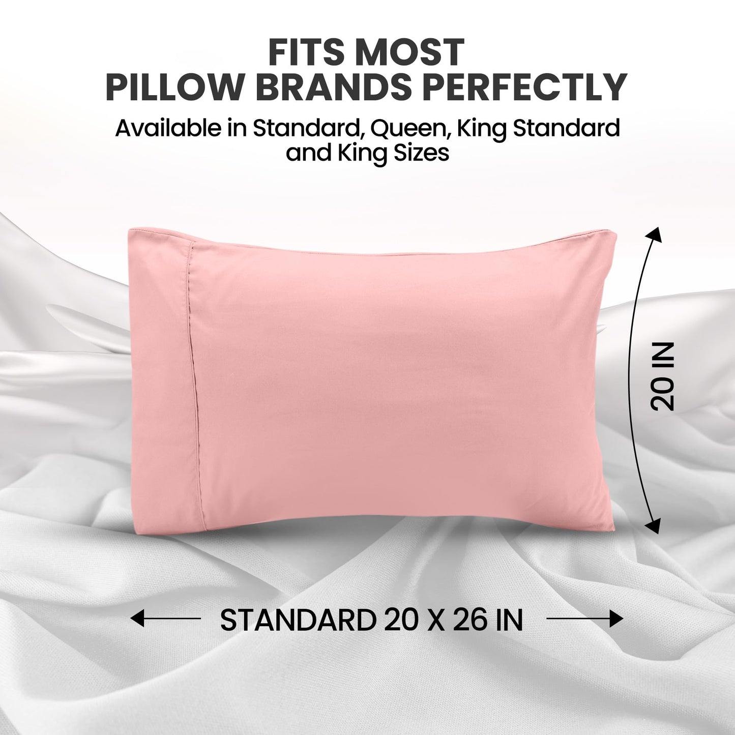 Utopia Bedding Pillow Cases King Size 2-Pack – Soft Brushed Microfiber – Envelope Closure – Perfect for Hospitals, Hotels, Guest Rooms – Oeko-TEX Certified, 20x40 Inches (Pink)