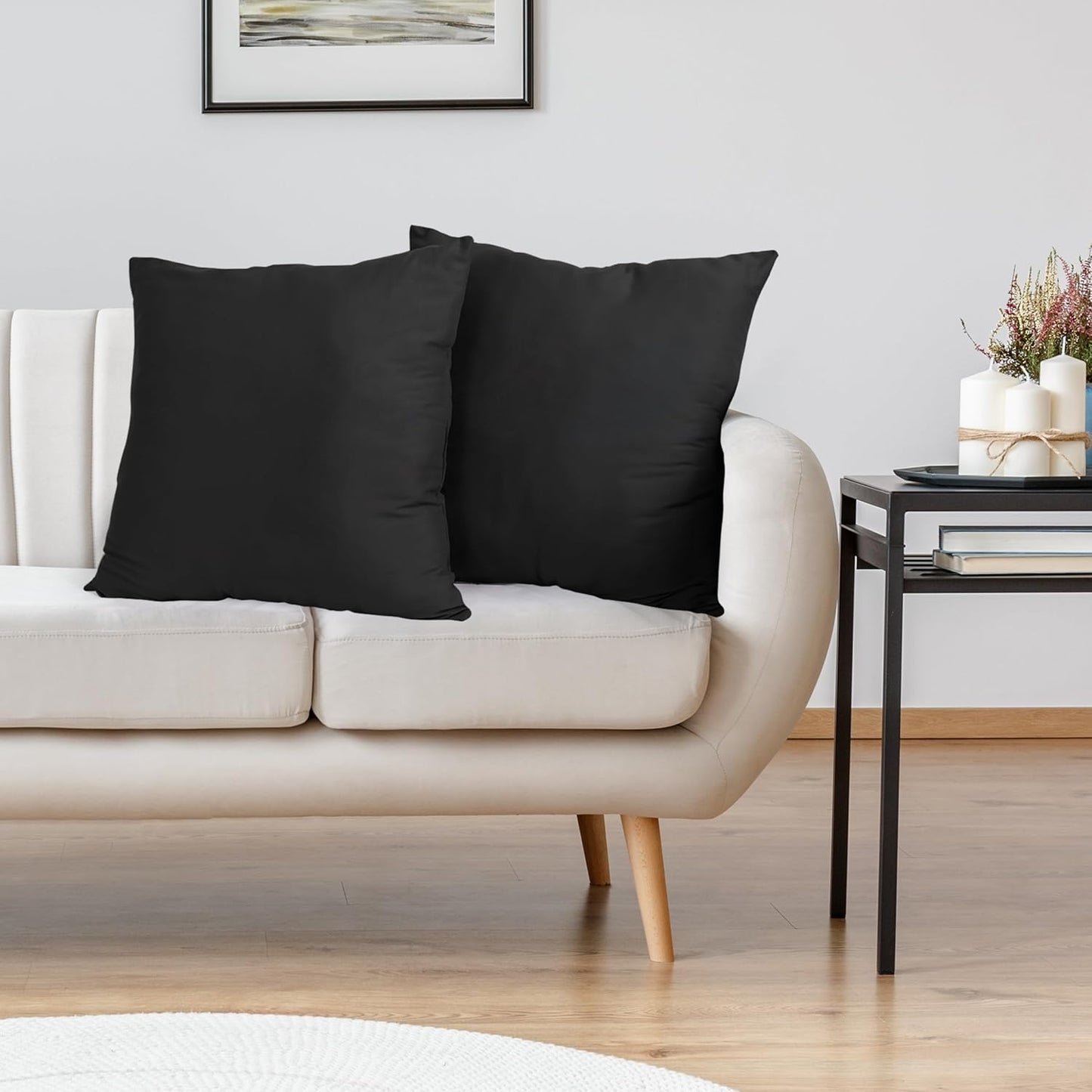 Utopia Bedding 24x24 Pillow Inserts - Set of 2 Black Decorative Throw Pillows for Sofa & Couch