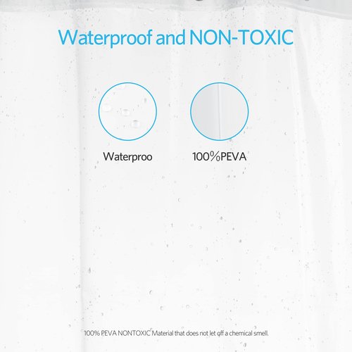 EHZNZIE Clear Shower Curtain Liner Light Weight PEVA, Shower Liner 72x72 Inches, Waterproof, No Chemical Smell with 12 Rust Proof Metal Grommets Holes for Bathroom Shower Curtain
