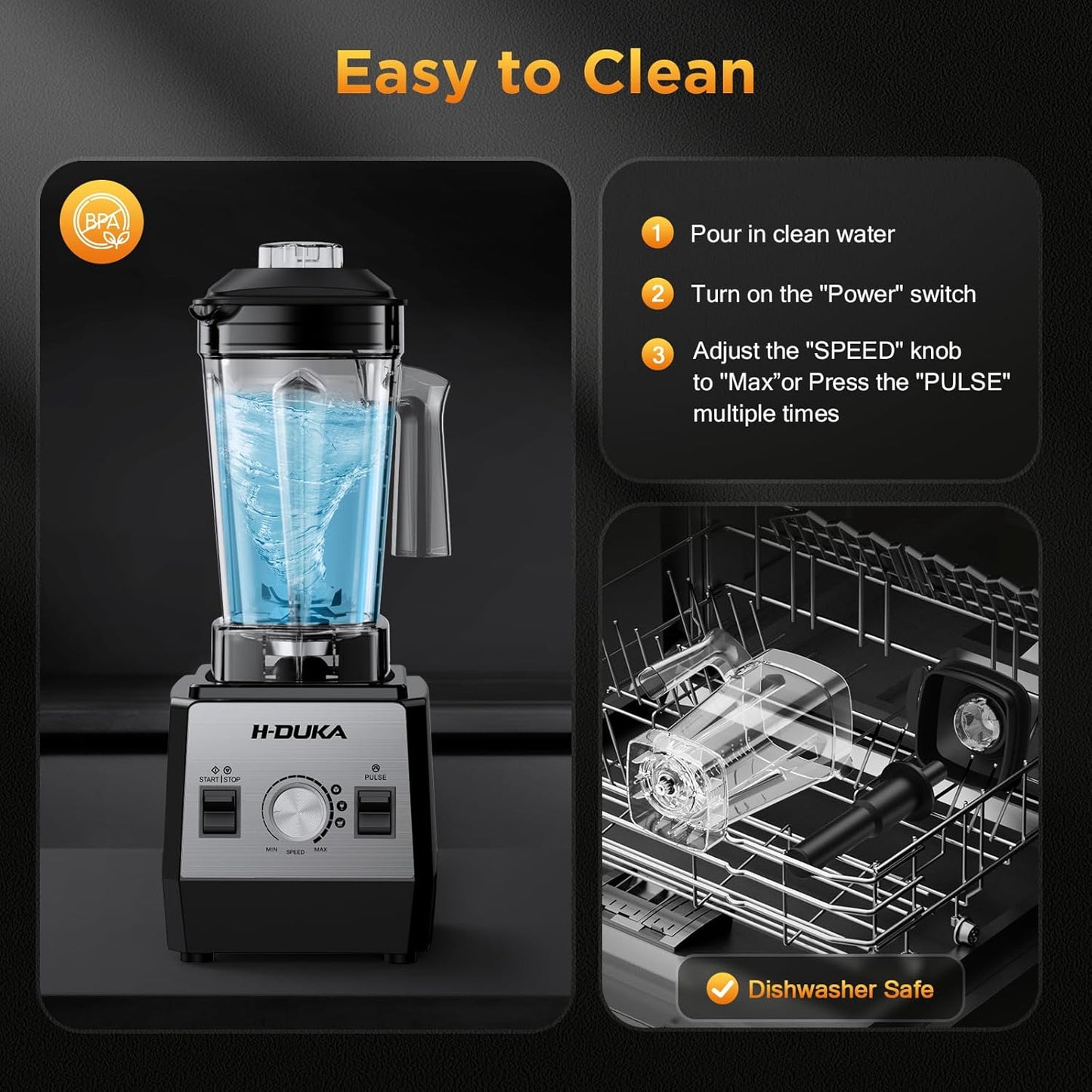 Skiennix Blender - 64 Oz Smoothie Maker with BPA-Free Container | Ice Crushing & Dishwasher Safe