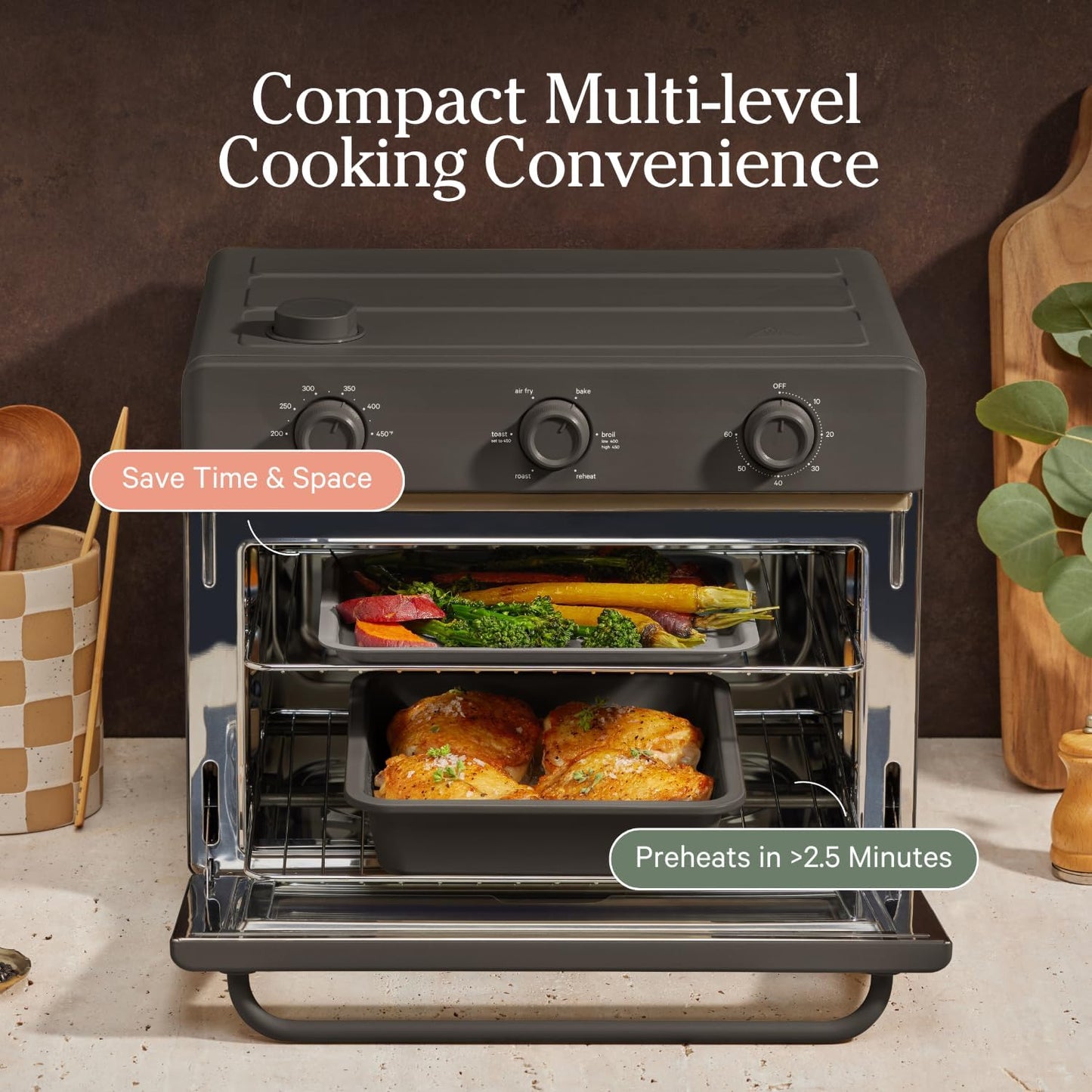Our Place Wonder Oven Baker’s Kit - 3-Piece Toxin-Free Ceramic Bakeware Set | Oven-Safe Up to 450°F - Char