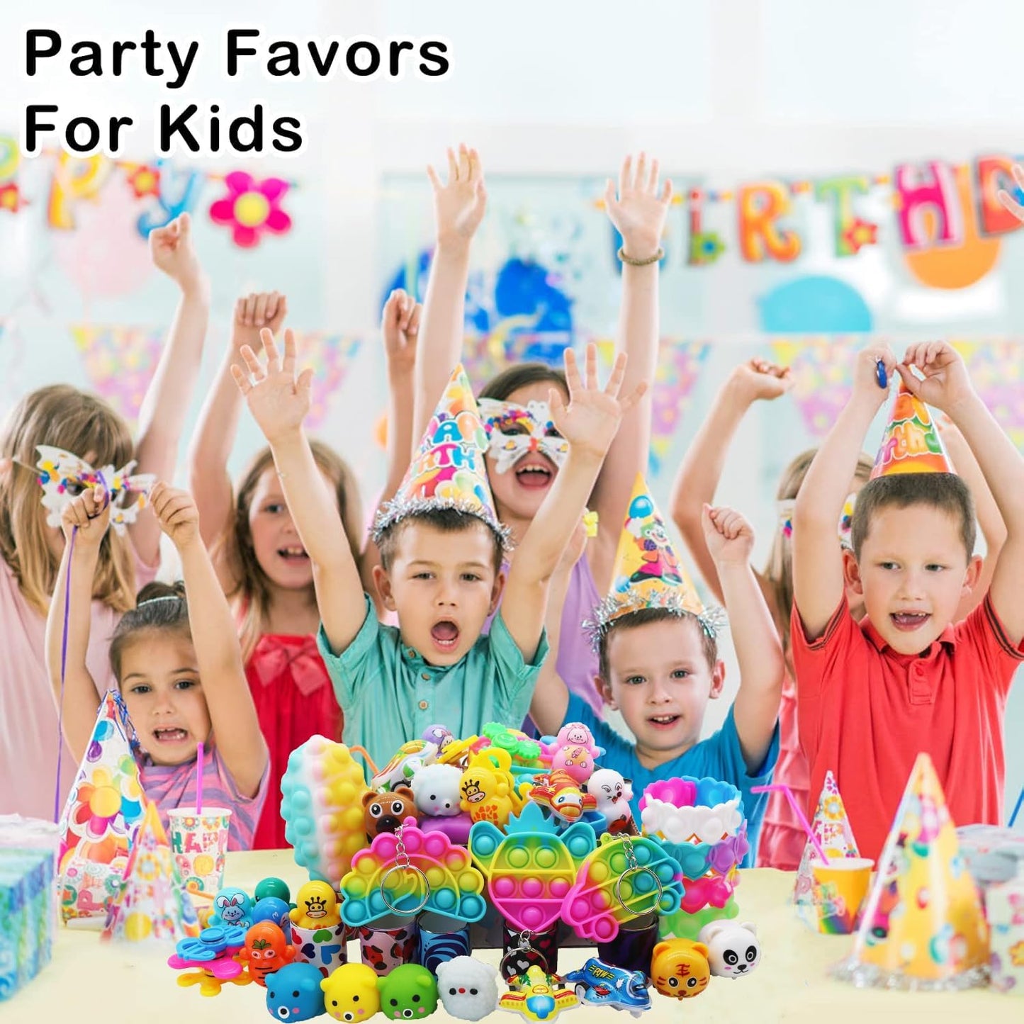 Skiennix 130 Pcs Party Favors - Colorful Easter Basket Fillers & Treasure Box Toys for Kids 4-12