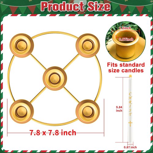 Advent Wreath | 5 Candle Holder Set with Advent Candles & Rings | Festive Table Decoration for Christmas