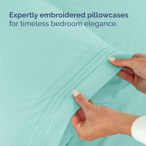 King Size 4 Piece Sheet Set - Ultra-Soft Cooling Bed Sheets for Luxurious Comfort - Oeko-Tex Certified Spa Blue