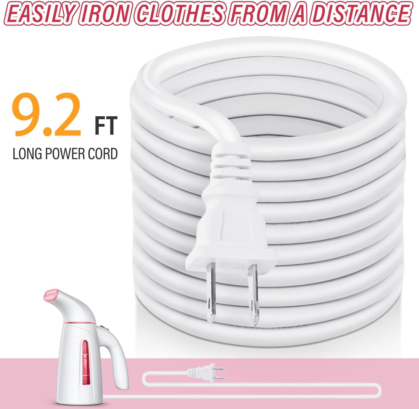 OGHom Portable Handheld Clothes Steamer - 300ml Capacity, 950W Fast Heat Up (Pink)