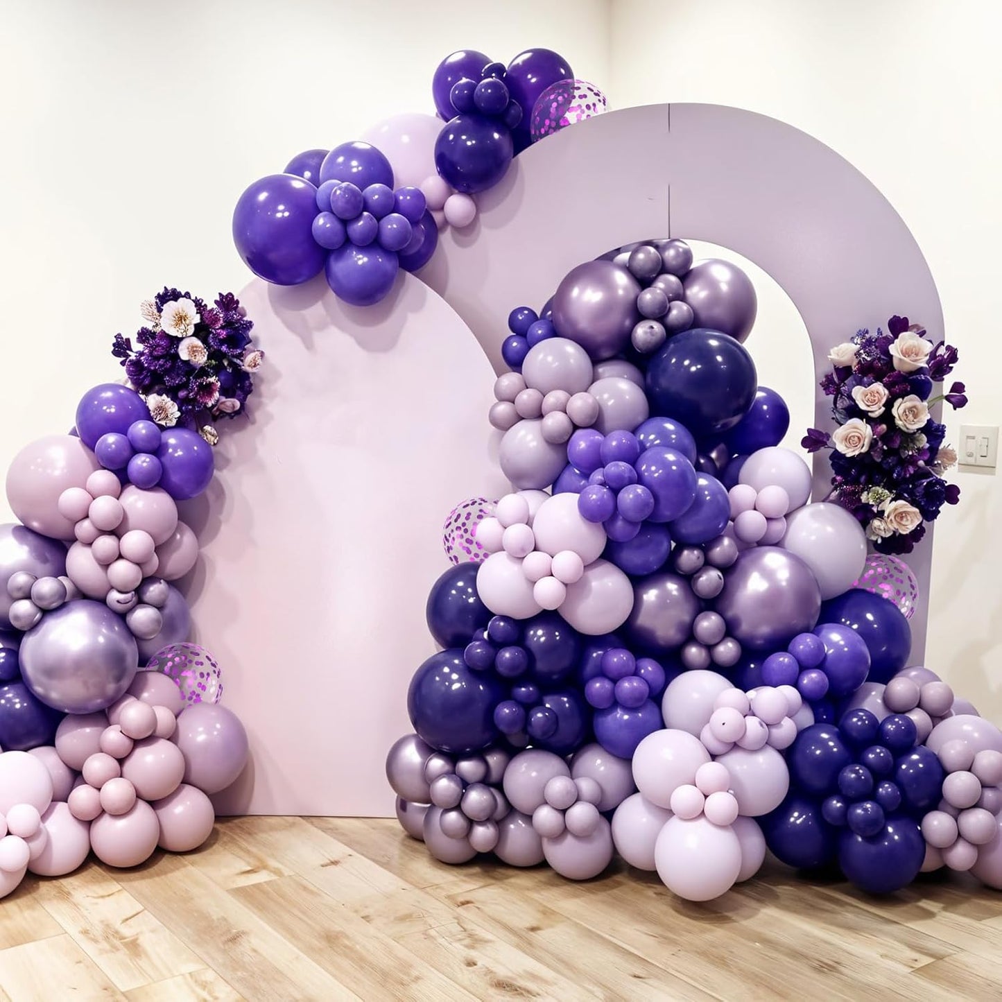 Skiennix Pink & Purple Balloons - Metallic Confetti Latex for Birthday Party & Baby Shower Decor