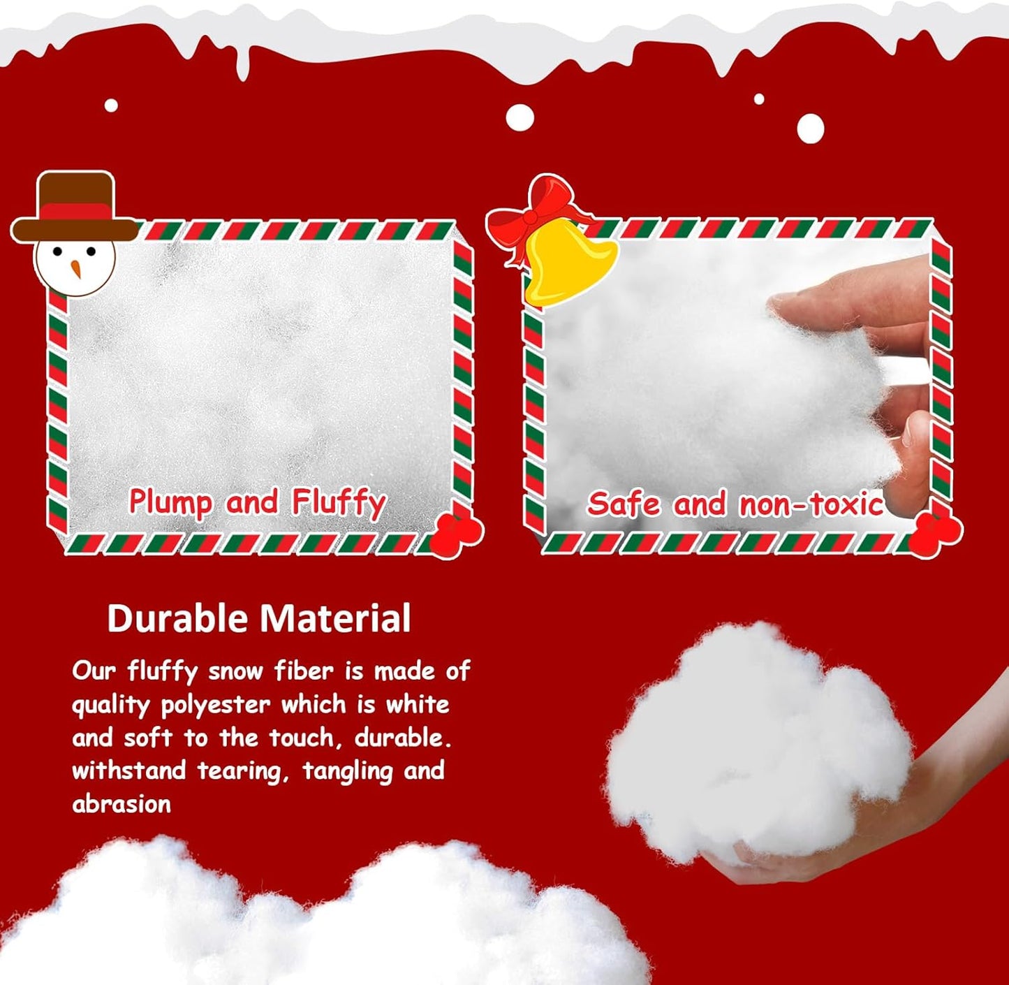 Skiennix Christmas Fake Snow Decoration - 7 Oz Fluffy White Artificial Snow for Holiday Decor