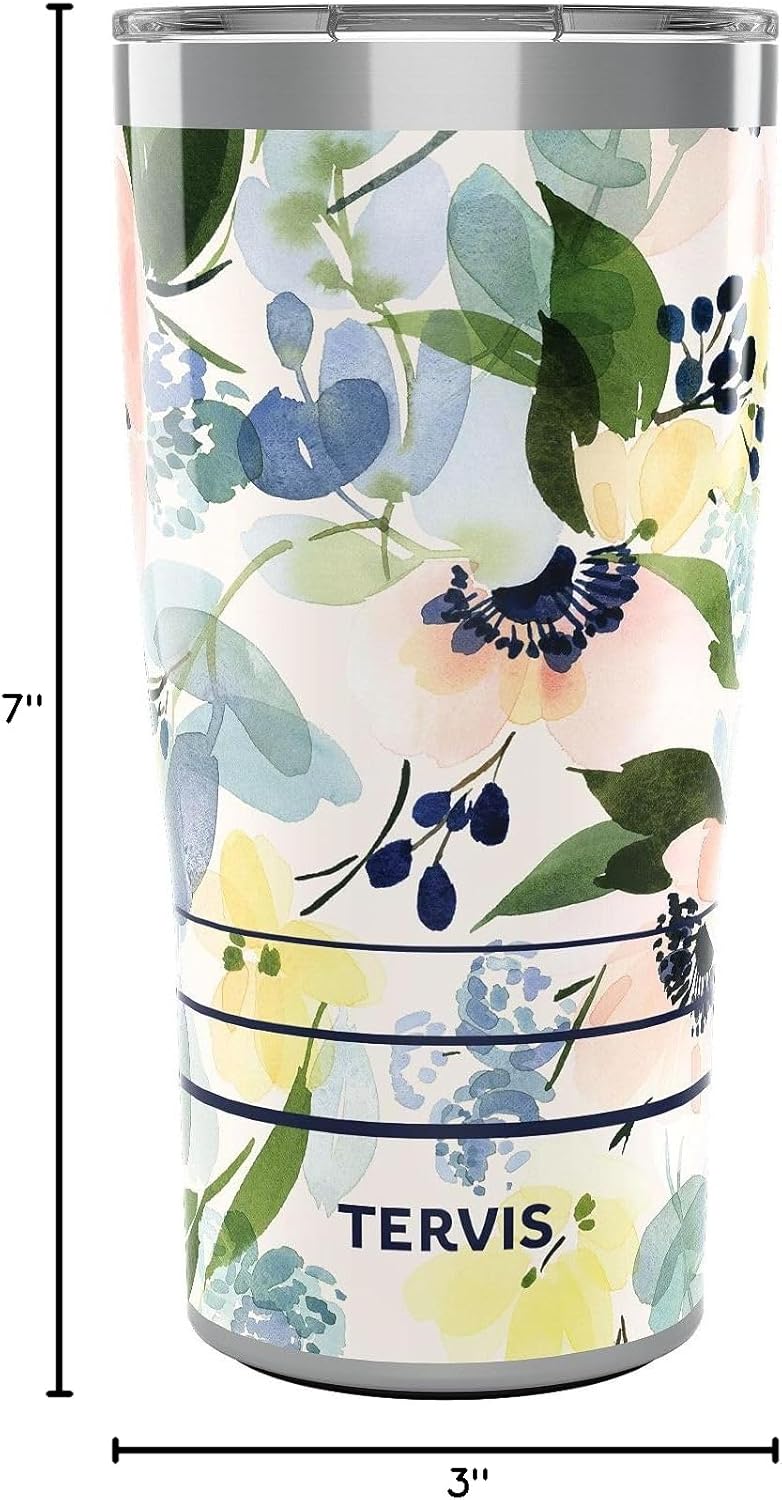 Tervis Traveler Yao Cheng - Floral Anemones Triple Insulated Tumbler | 20oz Stainless Steel Travel Cup Keeps Drinks Hot & Cold