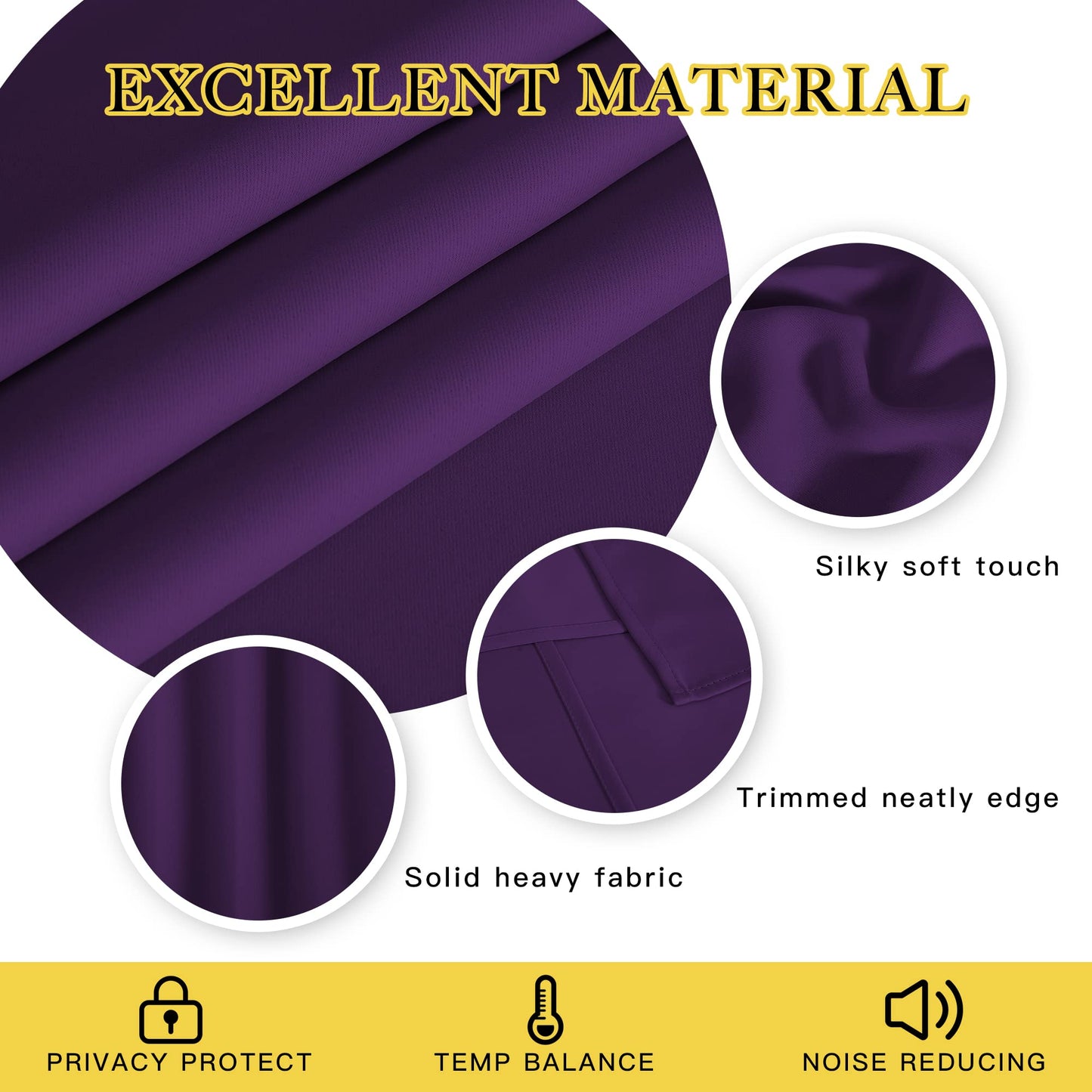 NICETOWN Room Darkening Curtains for Nursery, Grommet Thermal Insulated Light Blocking Window Treatments Sound Reducing for Bedroom, W37 x L72, 2 Panels, Royal Purple