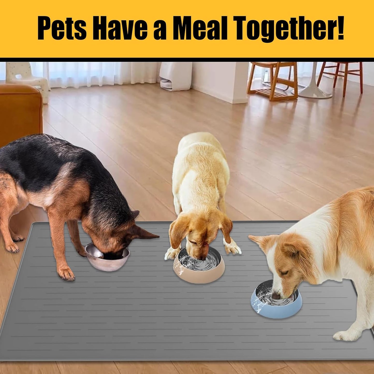 Skiennix 1.5MM Thick Dog Food Mat - Waterproof Silicone Pet Feeding Mat, 40"x30", Dark Gray