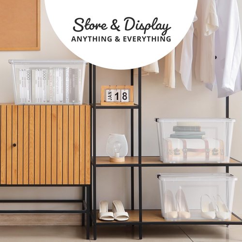 Lifetime Appliance Parts 54 Qt. Stackable Plastic Storage Bin Tote - Ultra Durable Lid & Secure Latching Buckles