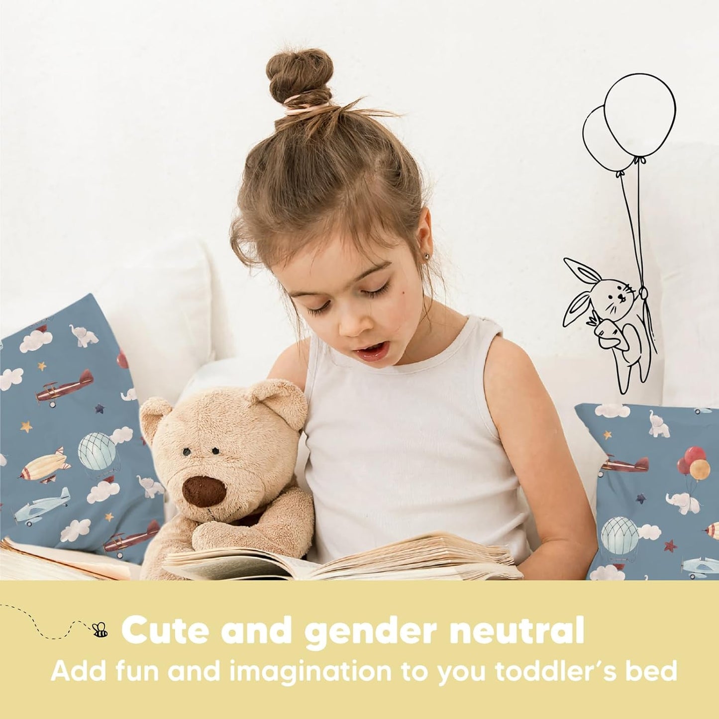 My Little Dreamy Toddler Pillow - Organic Cotton Travel Bed Pillow with Soft Pillowcase | 13x18, Machine Washable, Ages 2-5