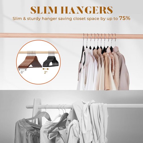 HOUSE DAY Velvet Hangers - 60 Pack Non-Slip Premium Slim Clothes Hangers | 360° Swivel Hook in Elegant Black