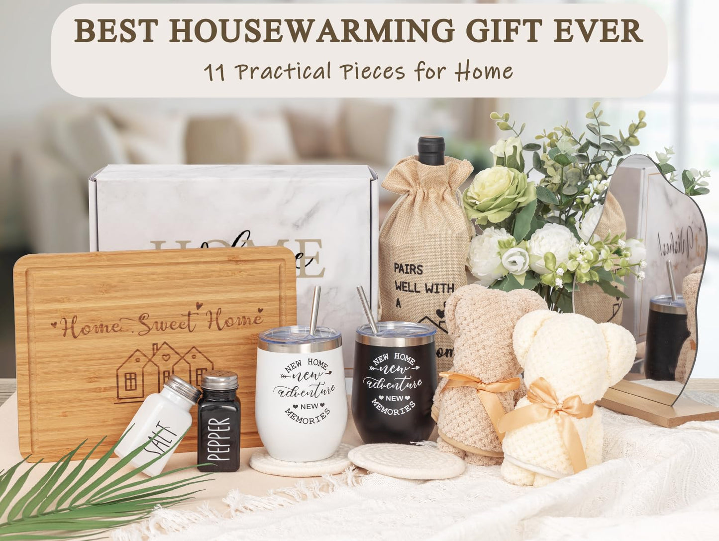 YLOVAN House Warming Gifts New Home (11 Piece Set), Unique Housewarming Baskets for Couples, Clients, Women, Men, Closing Gift for Home Buyers Realtors, Welcome First Apartment Essentials Ideas