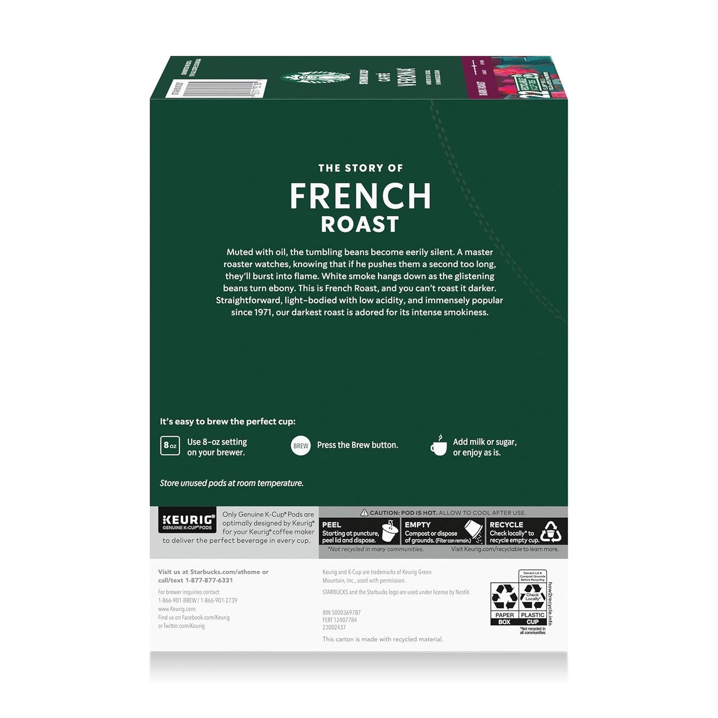 Starbucks K-Cup Coffee Pods - Dark Roast French Roast | 100% Arabica, 22 Pods Per Box