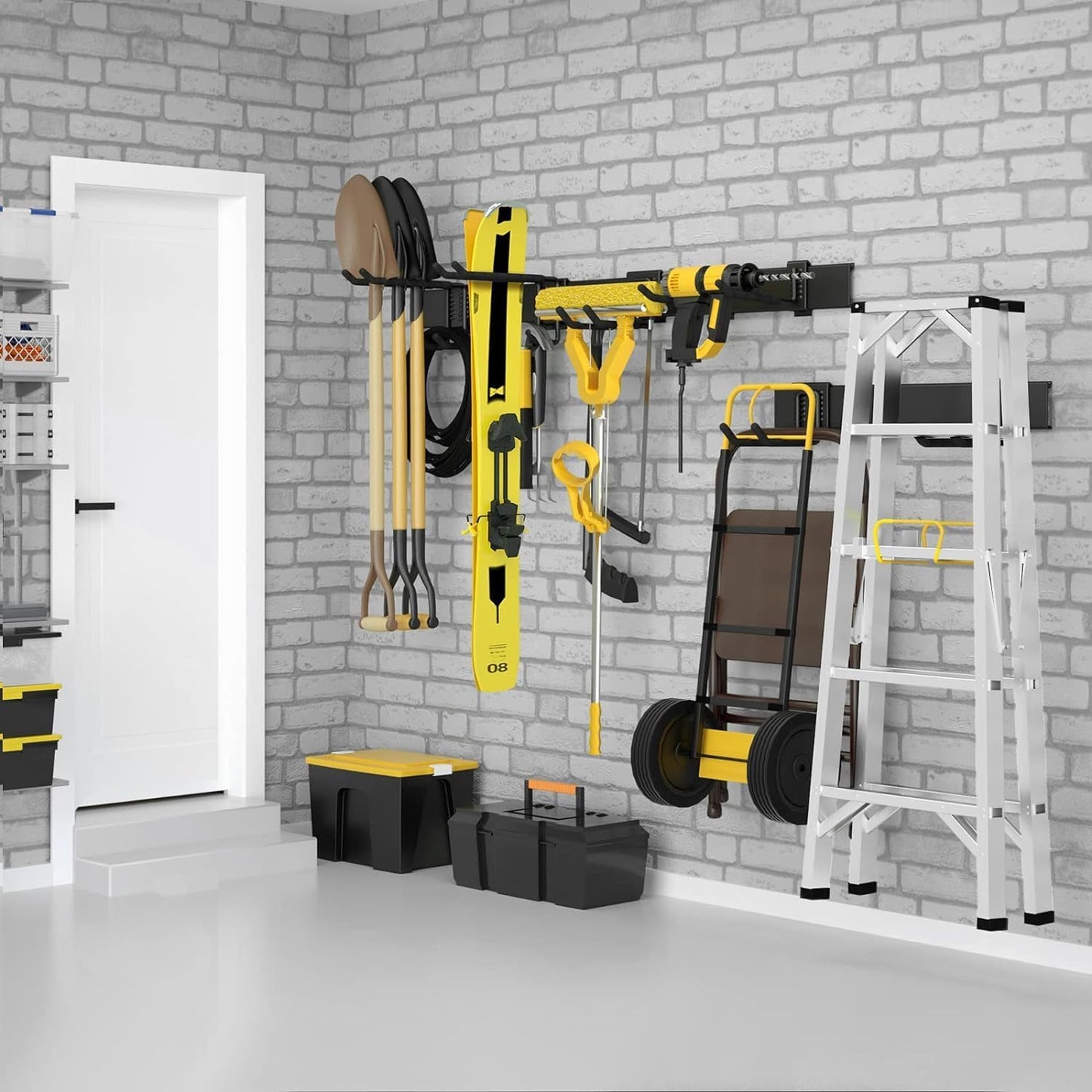 UUP Garage Storage | 64-Inch Wall Mount Tool Organizer with Adjustable Metal Hooks - Heavy-Duty Yard Rack
