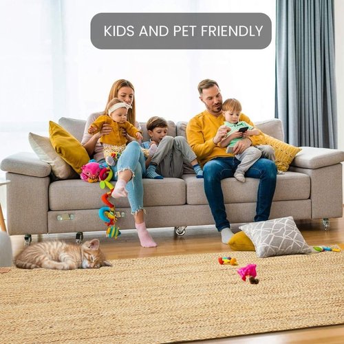 BonKaso Rectangular Handmade Area Rug (Natural Beige, 4 x 6) | 100% Natural Jute | Kid/Pet Friendly | Easy to Care | Stylish Braided Texture for Home Decor, Living & Dining Room