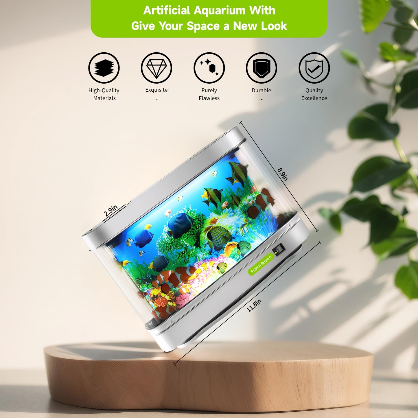 Thosolth Fake Fish Tank Baby Aquarium Toy - Mini Crib Aquarium Lamp. Artificial Fish Lamp Aquarium - Virtual Ocean Moving Fish Night Light for Bedroom Décor. Gift for Kids and Cat Lovers