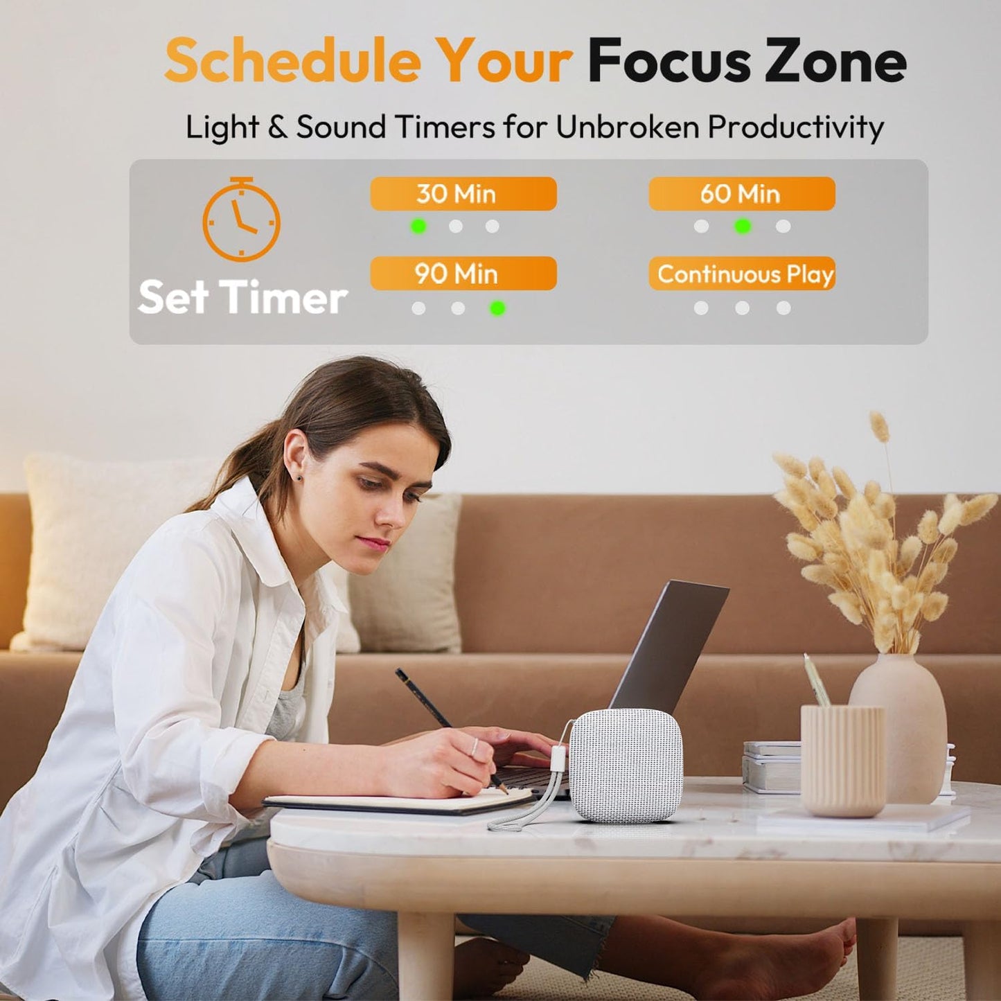 Skiennix Portable Sound Machine - 52-Hour White Noise Device with 21 Non-Looping Sounds | Ideal for Travel & Sleep