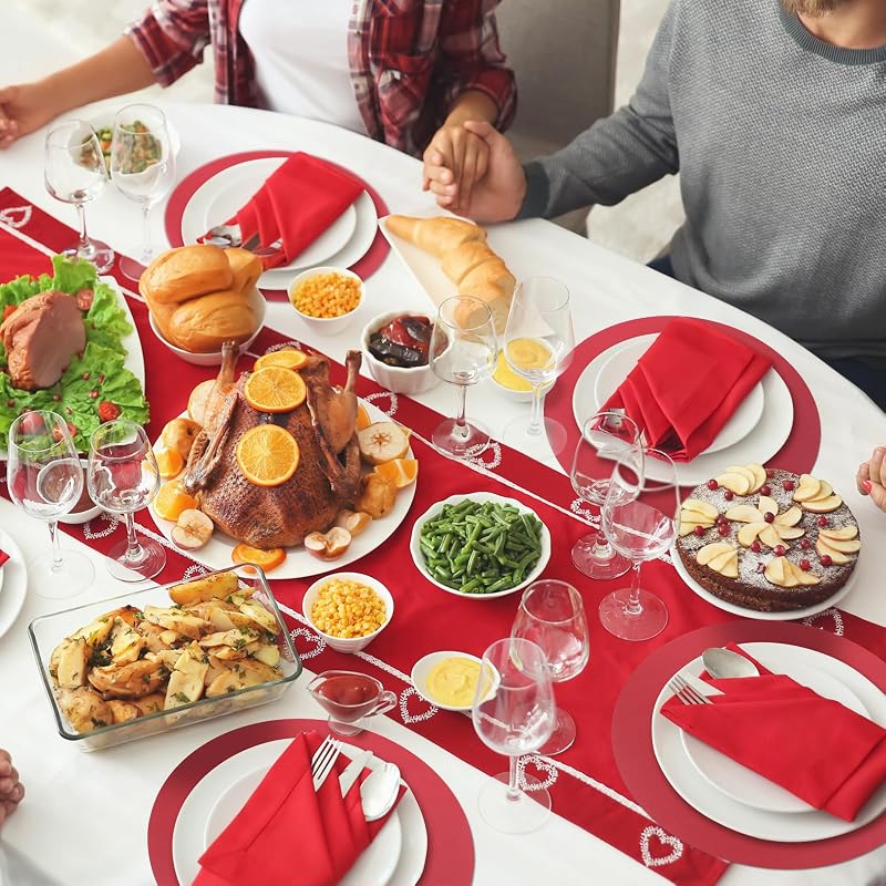 Light Red 120 Pcs Round Disposable Paper Placemats - 12 Inch Party Tableware