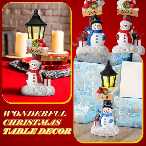 Karenhi Lighted Christmas Snowman Figurines - 2 Pack Indoor Table Decorations for Festive Holiday Decor