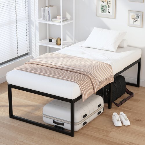EMODA 18 Inch Narrow Twin Bed Frame 30x75, Heavy Duty Metal Platform No Box Spring Needed, Easy Assembly Noise Free, Black
