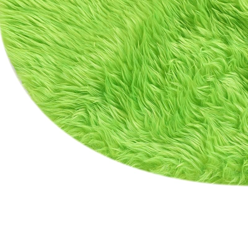 18-Inch Green Faux Fur Christmas Tree Skirt - Variation Green+18inches