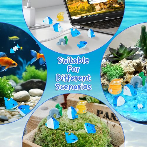 Exasinine Mini Resin Shark Figurines - Adorable Ocean Decor Set for Fish Tanks & Fairy Gardens (10pcs)