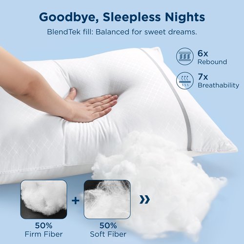 Bedsure Queen Pillows Set of 2, Luxury Hotel Firm Pillows for Sleeping, Decoration Strip Diamond Design Cover, Fluffy Original Down Alternative Filling for Side, Back or Stomach Sleepers