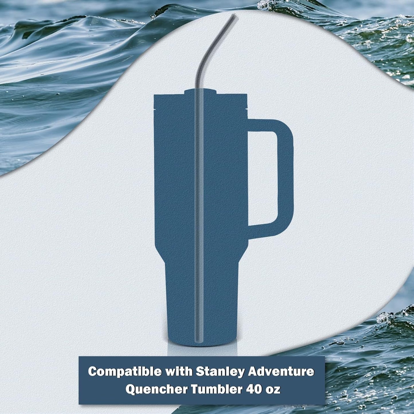 Stanley Quencher 40oz Tumbler Straws - 6 Metal Stainless Steel Replacement Straws | 12-Inch Extra Long & Reusable (3 Straight & 3 Bent)