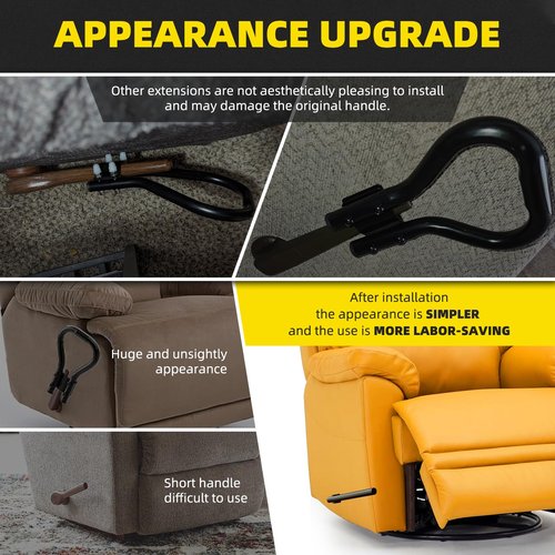 ARAHFUN Oversized Recliner Handle, Aluminum Alloy Material, Chair Lever Extender for Oversized Recliner Handles, Helps Elderly Operate Recliners Easily, for 5/8 inch Drive Tube