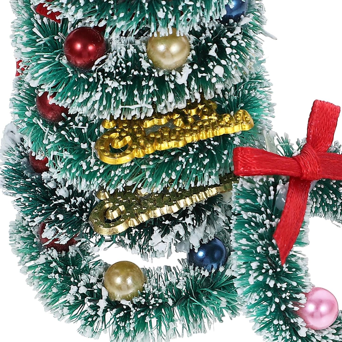 Skiennix Mini Christmas Wreaths - 6pcs Frosted Sisal Hanging Ornaments for Dollhouse Decor