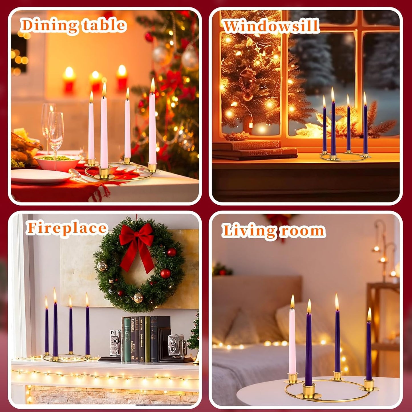 Advent Wreath Candle Holder - Elegant Gold Design for Tapered Candles | Perfect for Christmas Decor