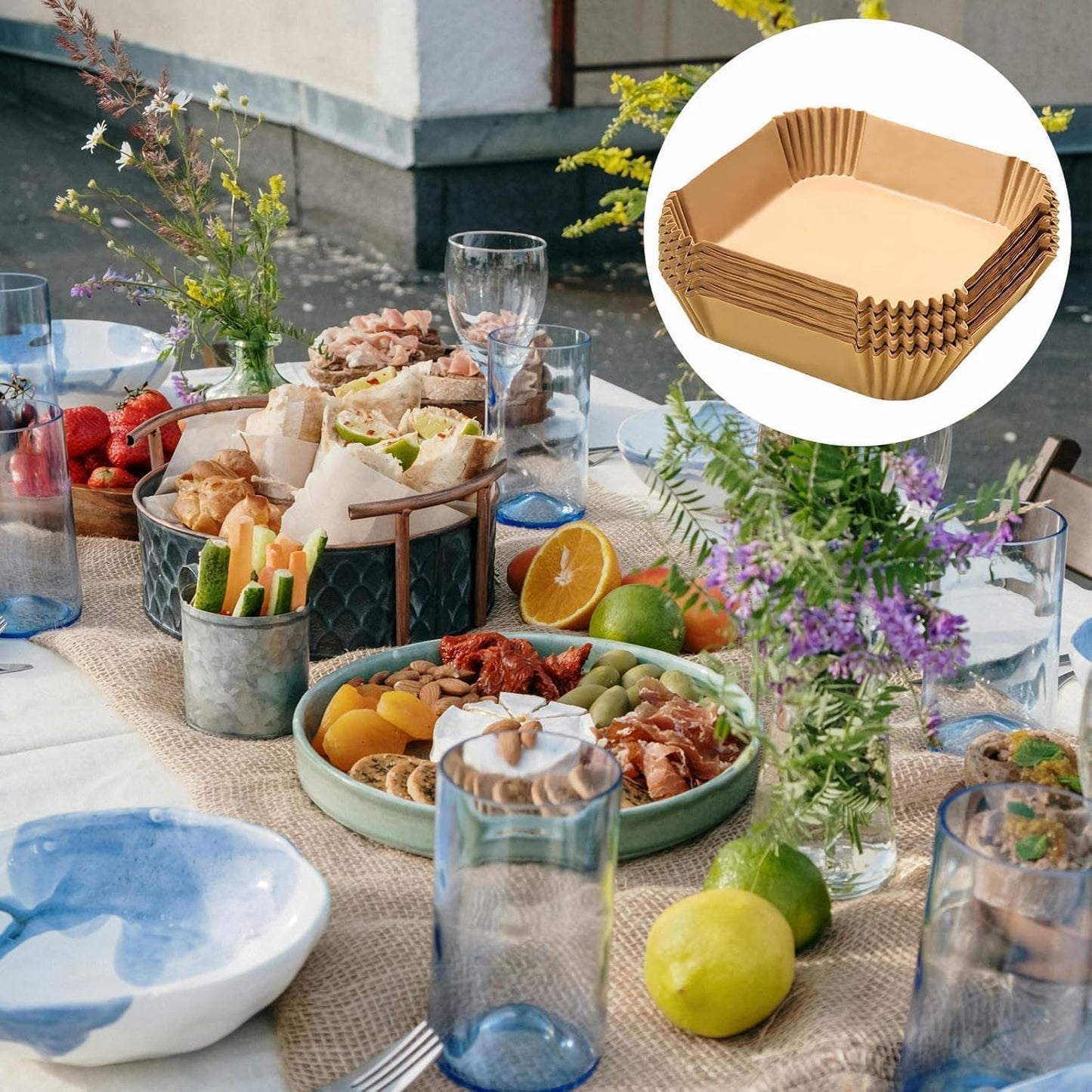 Air Fryer Liners | Non-Stick Disposable Baking Paper - 200PCS 9'' Square for 5-8QT Cooking
